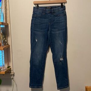 Judy Blue Dark Wash Distressed Elastic Waist Boyfriend Fit Jeans Size 3 / 26
